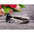 thumbnail image 3 of 2.25 Carat Oval Cut Black Diamond Moissanite Engagement Ring Set With Matching Band 10K White Gold Art Deco Curved Stacking Gift Ring, 3 of 5