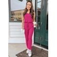 thumbnail image 3 of Rose Rouge TG Ensemble Deux Pièces pour Femmes Tenue Décontractée d'Été Sans Manches Col Rond et Pantalons de Survêtement Tenue de Détente, 3 of 5