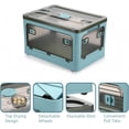 thumbnail image 2 of Folding Storage Bins, 50 Liters, 2 Pcs Blue plastic Storage Containers with Wheels, Double Doors, Foldable, Stackable, Plastic Box with Lids for Organization, Storage Cart, 2 of 5