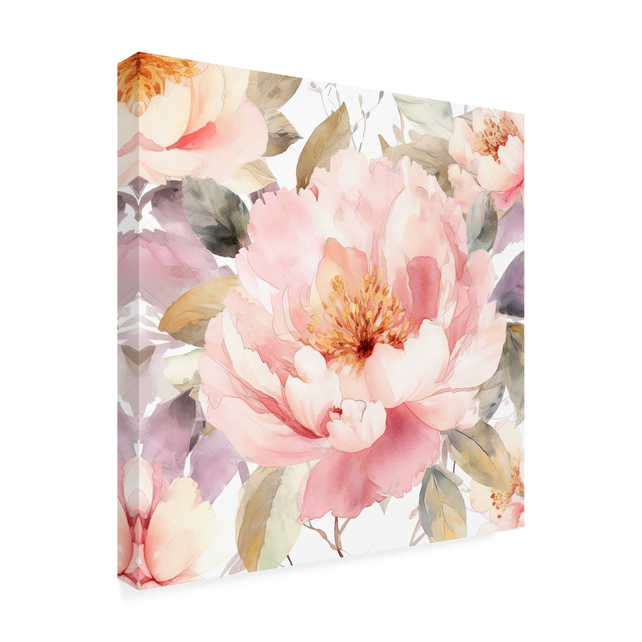 Canvas Wall Art - Sasha 'Peony Season' Wall Art for Living Room, Bedroom, or Office Décor by Trademark Fine Art - 14 x 14 Inches