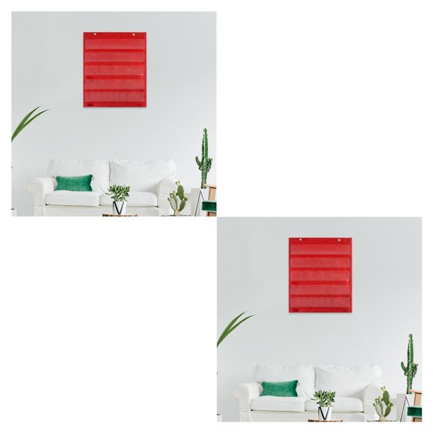 Bewildely Gráfico de bolsillo Gráfico de bolsillo de calendario colgante de doble cara Rojo 2piezas Rojo