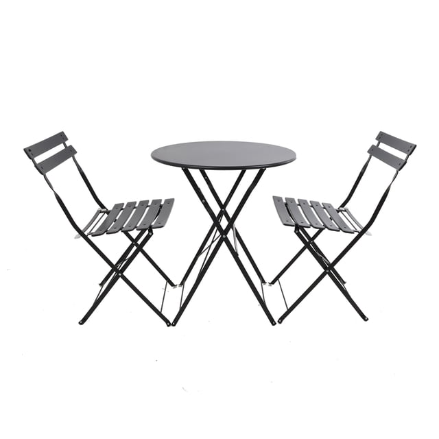 Juego de Muebles para jardín - Set de 3 Piezas Incluye una Mesa Redonda y Dos sillas Plegables para Exteriores - Patio, terraza (Gris Oxford)