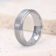 thumbnail image 4 of 7mm Silver Tungsten Rings for Men Brushed Finish Wedding Band with Beveled Edges Comfort Fit, 4 of 5