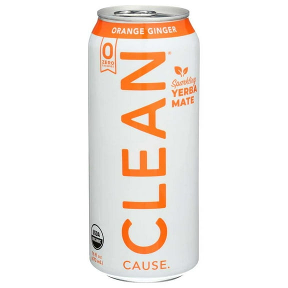 Clean Cause Organic Zero Calorie Orange Ginger Sparkling Yerba Mate, 16 Fluid Ounce -- 12 per Case.