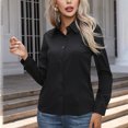 thumbnail image 3 of TKLPEHG Long Sleeve Tops for Women Lapel Button Shirt Loose Fashion Solid Color Lightweight Casual Fall Tops Comfy Blouses Pullover (Black,M), 3 of 7