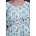 thumbnail image 3 of Bimba Vert Mignon Dahlia et Rose Floral Tunique pour Femme Haut à Manches Longues Boutonné Imprimé Robe Courte Décontractée-Petit, 3 of 7