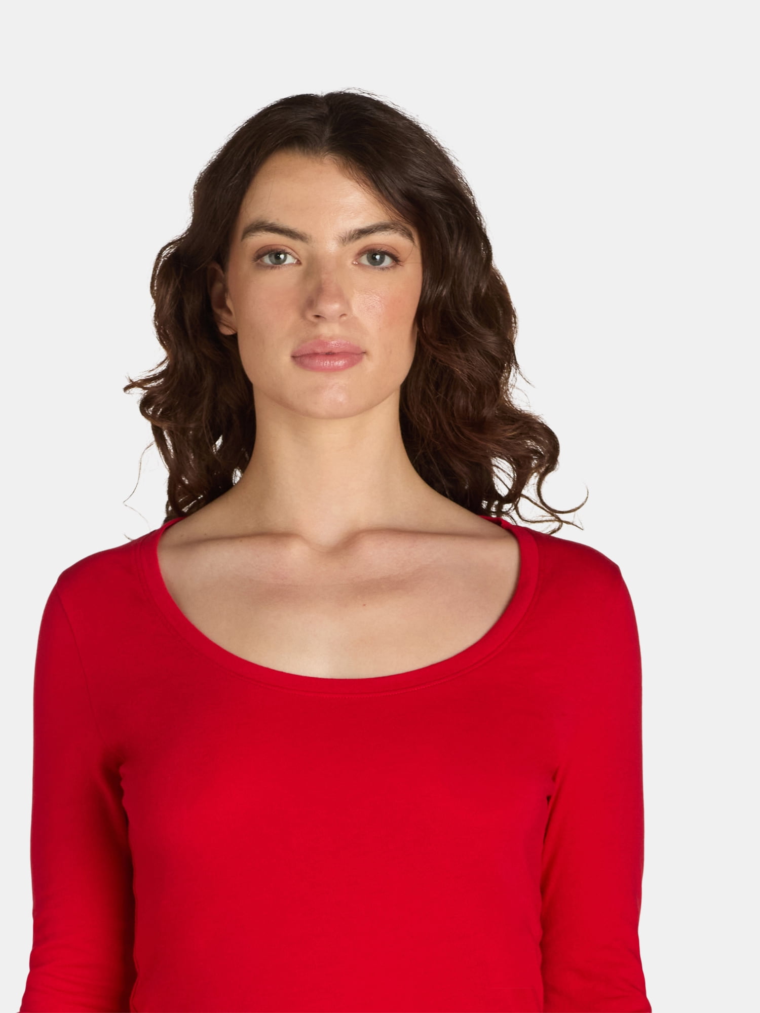 No Boundaries Scoop Neck Everyday Tee with Long Sleeves, 1 and 3 Pack, Women's