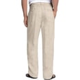 thumbnail image 3 of Horkkom Mens Linen Pants Breathable Elastic Waist Drawstring Pants Summer Casual Loose Beach Pants with Pockets M, 3 of 3