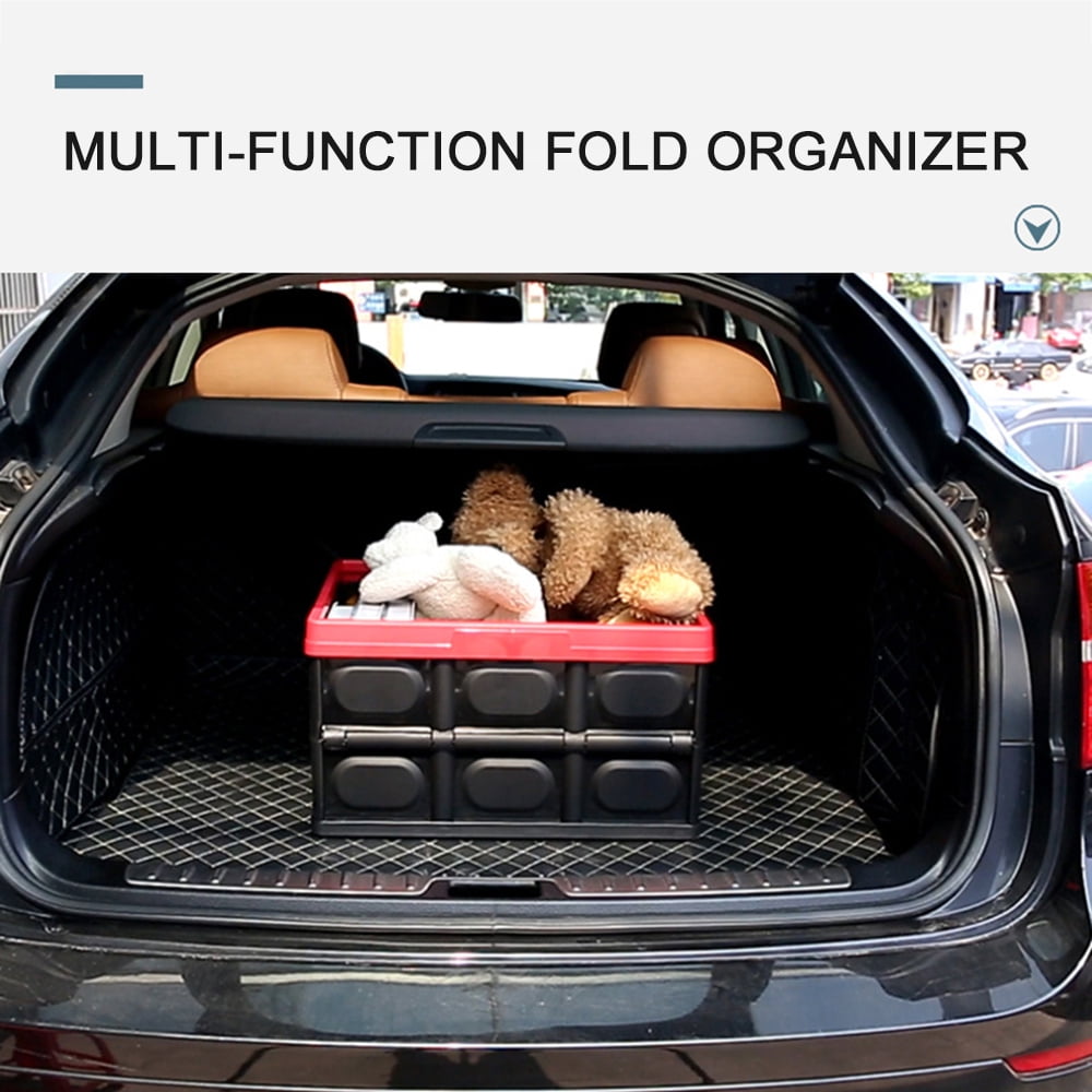 for SUV Auto Truck Van with Adjustable Straps and Non Slip Bottom Black Collapsible Sturdy Car Trunk Organizer with Lid MIKKUPPA Car Trunk Storage Organizer 