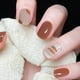 thumbnail image 1 of Uñas postizas cuadradas cortas acrílicas marrones uñas postizas lindas y brillantes para mujeres y niñas 24 piezas, 1 of 3
