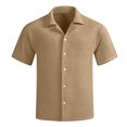 thumbnail image 2 of FRSASU Men's Button Down T-Shirts Casual Short Sleeve Super Stretch Wrinkle Free Comfortable Dress Shirt Khaki, 2 of 4
