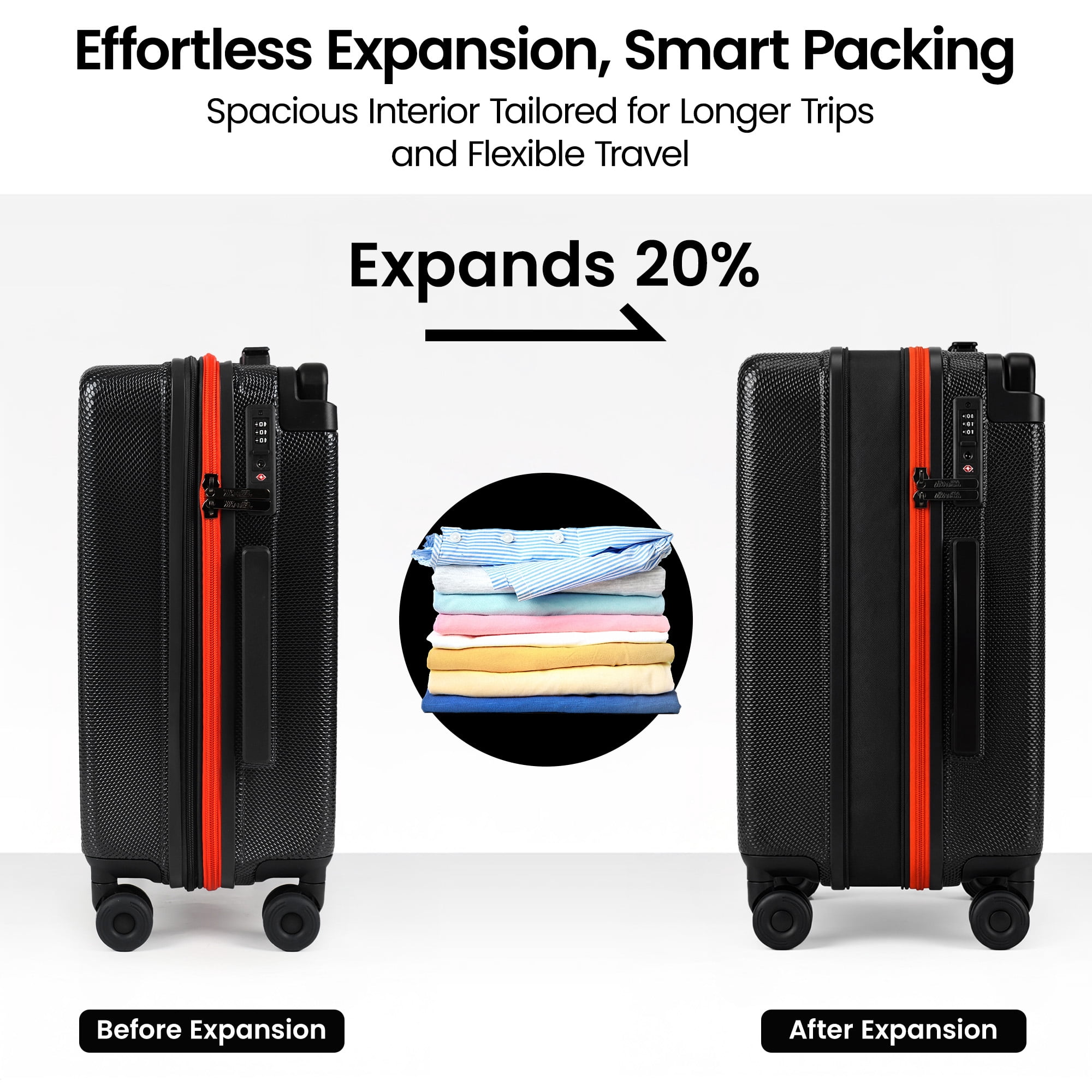 New York Xpress 30" Hardside Large Checked Luggage,Expandable Suitcase with Silent Wheels & Aluminum Wide Handle,TSA-Approved, Black - LP13803