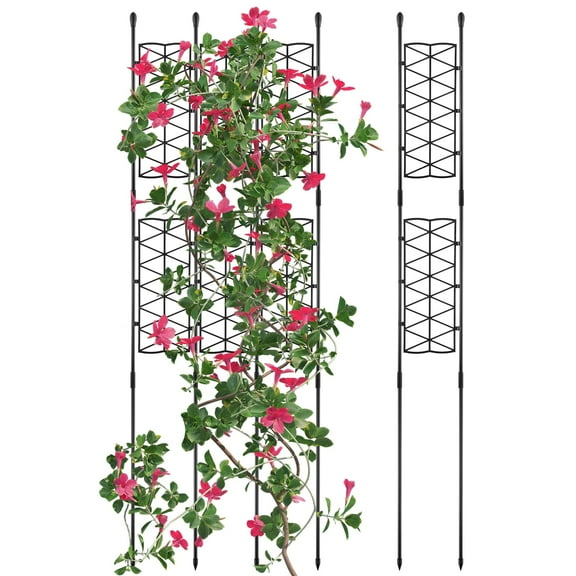 NiHome 6-Pack 50 Inches Garden Trellis for Climbing Plants Outdoor, Plant Support Trellis Cage for Clematis, Roses, Jasmine and Vines Such as Tomatoes, Grapes, Cucumbers and Blackberries