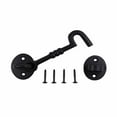 thumbnail image 3 of Renovators Supply Black Wrought Iron Cabin Hook Eye 5" L Large Decorative Privacy Hook Latches for Cabinet Window Kitchen Sliding or Barn Doors w/Screws Pack of 2, 3 of 12