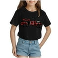 thumbnail image 1 of Akiihool T-Shirts à Manches Courtes pour Filles T-Shirt à Imprimé Graphique pour Fille Col Rond T-Shirts à Manches Courtes Été Mignon Tendance Hauts (Noir, 11-12 Ans), 1 of 4