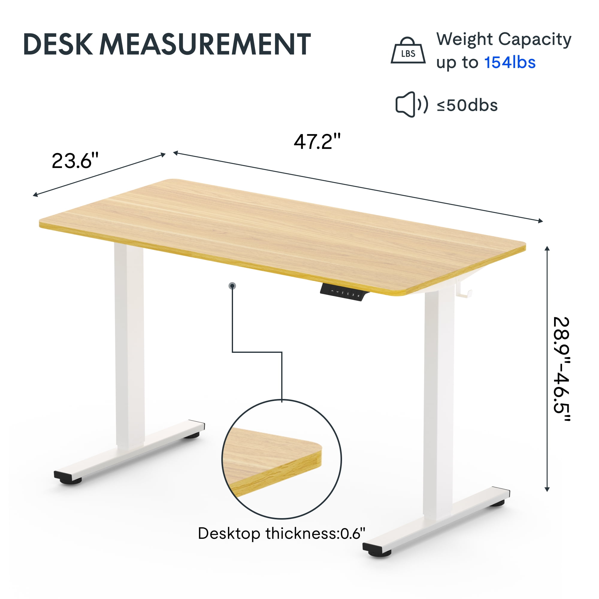 ACTIVESIT Home Office Electric Height Adjustable Standing Desk 48" x 24" Memory Programmable Presets Computer Desk (White Frame+ Maple Top)