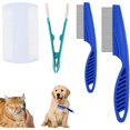 thumbnail image 1 of HAYAN 4pcs Flea Comb for Cats and Dogs, Double-Sided Fine-Tooth Lice Comb Tear Stain Removal Stainless Steel and Plastic Multifunctional Magic Pet Hair Cleaning Grooming Tools Brush(blue), 1 of 1