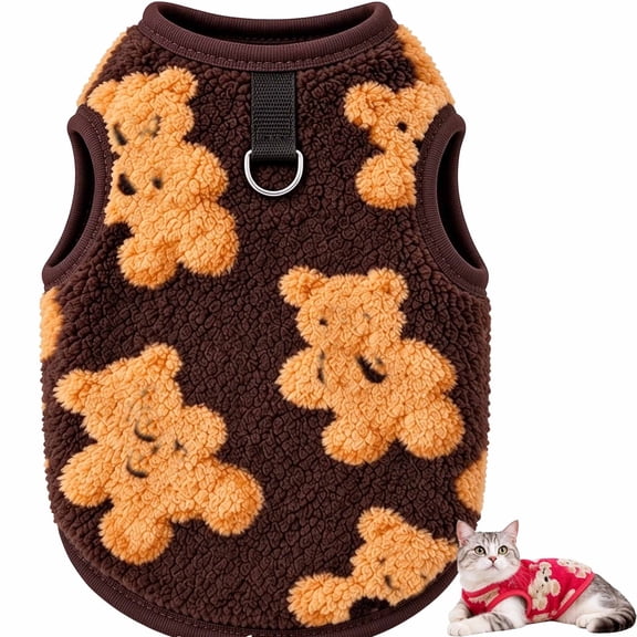 Cute Plush-Lined Pet Vest, Warm Winter Clothes for Small Dogs and Cats, Soft Sleeveless Dog Coat for Cold Weather, Everyday Pet Apparel