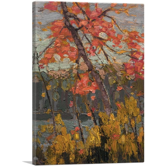 ARTCANVAS Twisted Maple Red Tree Fall 1914 Canvas Art Print by Tom Thomson - Size: 12" x 8" (0.75" Deep)