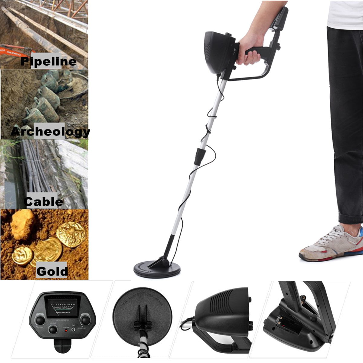 Portable Metal Detector Two Operation Mode Coil Finder Searcher UndergroundGold TreasureHunter