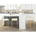 thumbnail image 3 of Fuji Stacker Fixed Height Barstool Set of 3 Gold, Bar Chairs Set of 3, Gold Bar Stools, Bar Stools Set of 3 Tall (White Velvet), 3 of 6