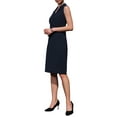 thumbnail image 4 of Vestido de lápiz sin mangas para mujer INSPIRE CHIC con solapa muesca, vestido formal de trabajo en color azul marino, 4 of 5