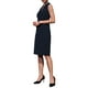 thumbnail image 4 of Vestido de lápiz sin mangas para mujer INSPIRE CHIC con solapa muesca, vestido formal de trabajo en color azul marino, 4 of 5