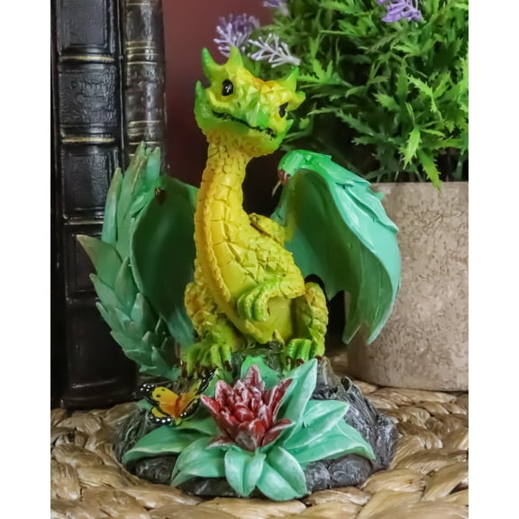 Fantasy Green Thumb Tropical Pineapple Dragon Statue Fairy Garden Collectible