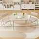 thumbnail image 1 of Mesa y sillas plegables para niños, mesa para comer y leer con cojín suave de PU, color beige, 1 of 9