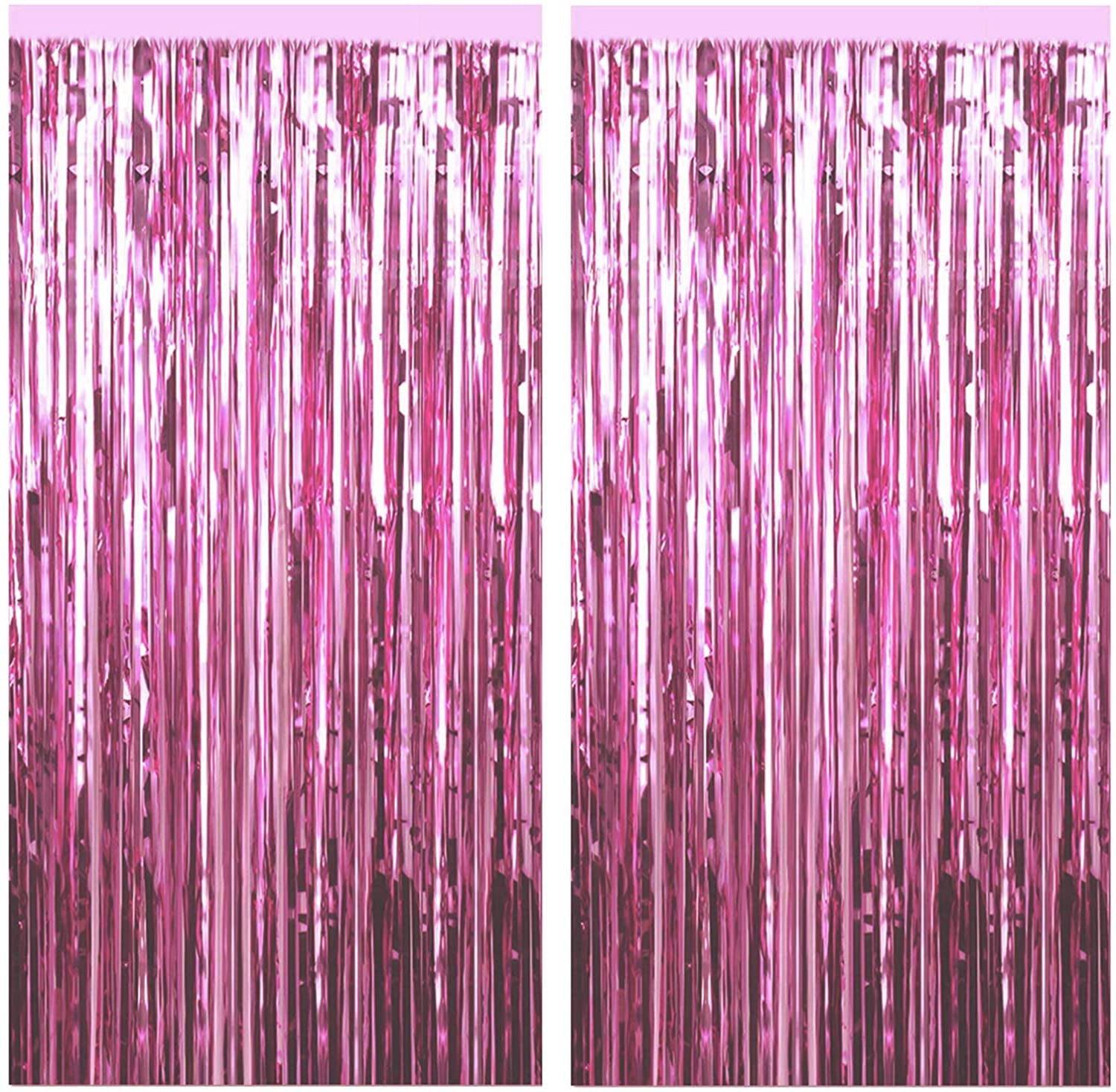 Hot Pink Metallic Foil Fringe Tinsel Curtain Wedding Backdrop Xmas Party Decor 