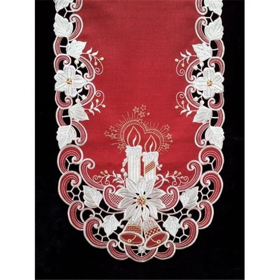 Sinobrite H8963-R1 Poinsettia & Candles Round Doily, 24 in.