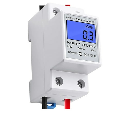 

BAMILL 0-80A 230V LCD Backlight Digital Display 1Phase DIN Rail Electronic Energy Meter