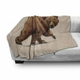 thumbnail image 3 of Bear Soft Flannel Fleece Throw Blanket, Ink Drawing Style Wildlife Beast Carnivore Walking Zoology Nature Themed Art, Cozy Plush for Indoor and Outdoor Use, 60" x 80", Brown Rose, by Ambesonne, 3 of 6