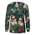 thumbnail image 4 of WTOBBY Women's Fashion Christmas Printed Long Sleeve Loose Round Neck Sweatshirt Top, Holiday Season Comfortable Pullover for Casual Wear and Street Style,Dark Green S, 4 of 5