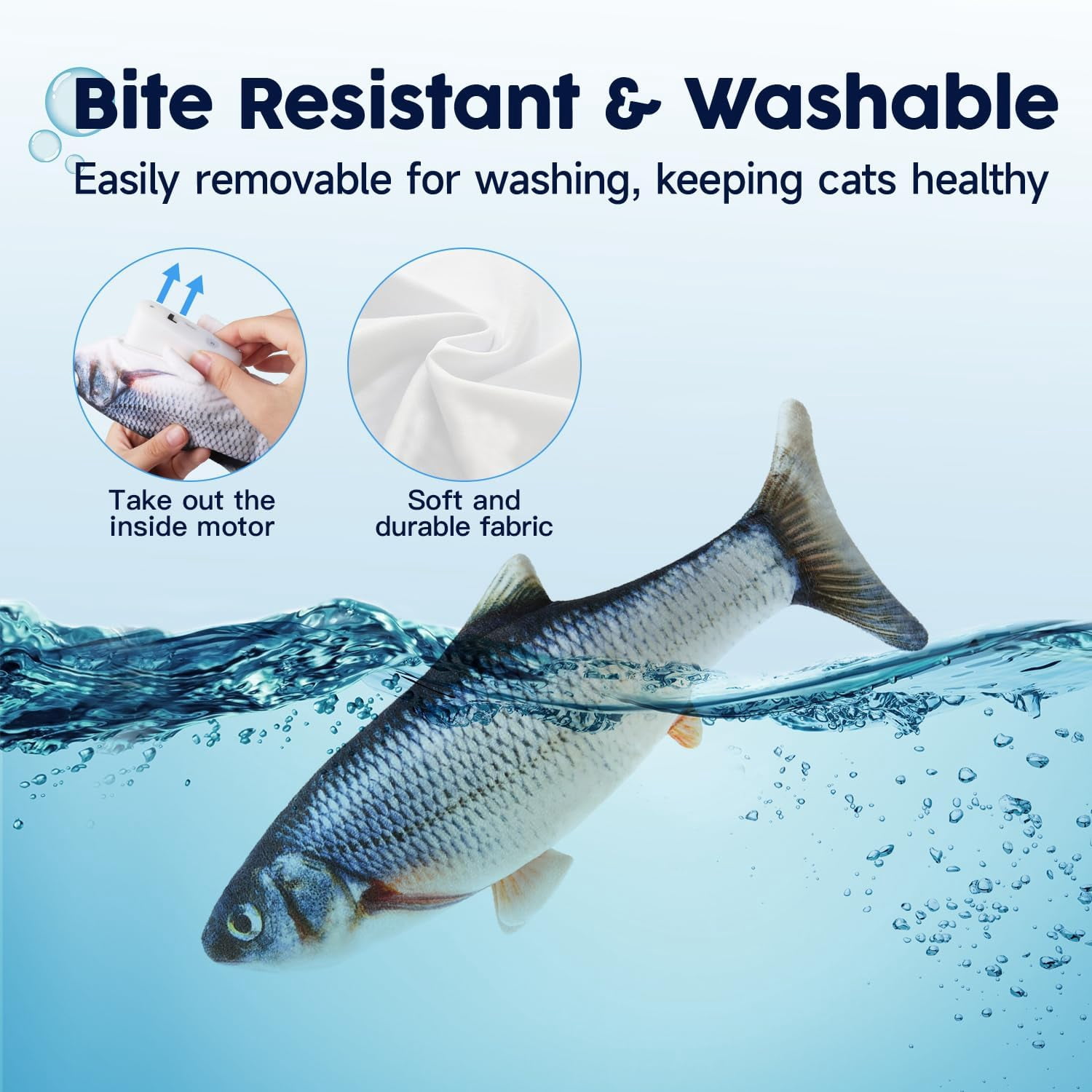 Cat Toys Flopping Fish with Catnip, Moving Kitten Kicker, Floppy Wiggle Carp for Small Dogs, Interactive Motion Kitty Exercise, 10.5 Inches