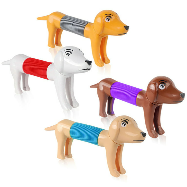 Duety 4pcs Pop Tubes Spring Dogs Stress Relief and Anxiety Reduce Spring Dog Fidget Toy Sensory Development Fidget Antistress Dog Toys DIY Sensory