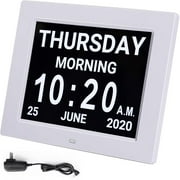 Calendrier numérique Réveil Horloge de jour avec grand écran de 8"