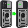 thumbnail image 2 of For Samsung Galaxy A14 5G Hybrid with Slide Camera Lens Cover and Ring Holder Kickstand Rugged Dual Layer Heavy Duty Cover ,Xpm Phone Case [ Silver ], 2 of 9