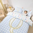 thumbnail image 3 of jejeloiu Gold Sparkling Print Monogram Q Duvet Cover Set For Kids,Blue Plaid Buffalo Design Bedding Full For Girl,Colorful Stars Reversible,3-Piece(No Comforter), 3 of 6