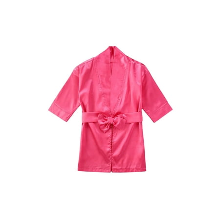 

Baby Girl Solid Color Pajamas Satin Gown Sleepwear Plain Kimono Robe Nightwear