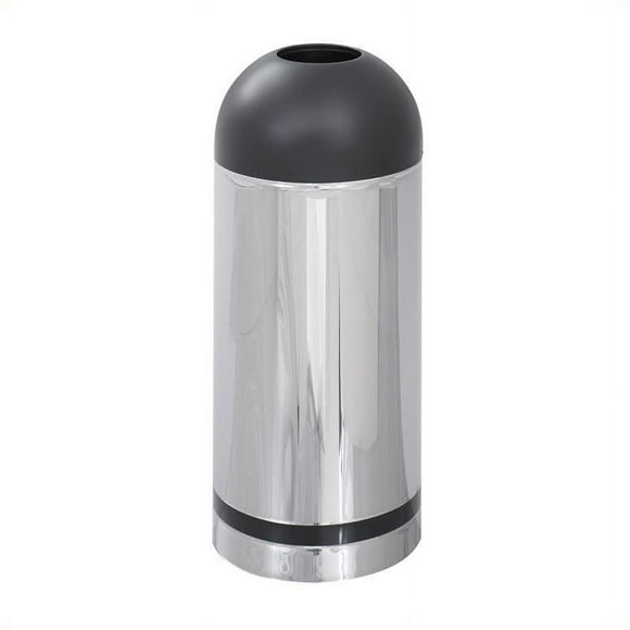 Allora Open Top Dome Receptacle in Chrome and Black