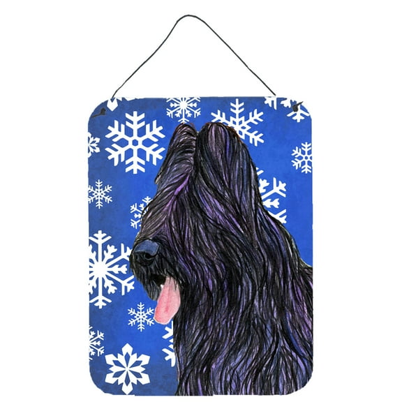 Briard Winter Snowflakes Holiday Wall or Door Hanging Prints