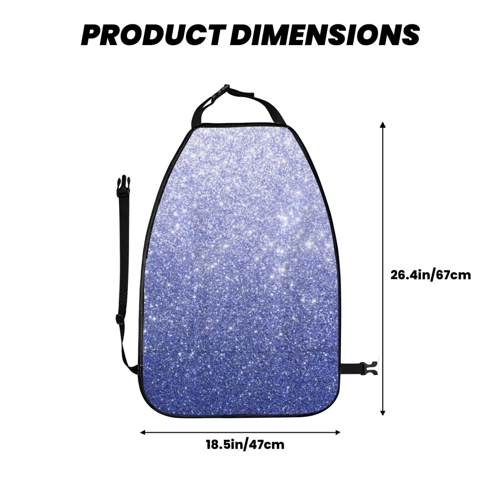 Kdxio Glittering Blue Purple Print 2 Pack Car Kick Mat Seat Cover Back Protector Mat with Pockets for Organizer Backseat Protector and Storage Anti Kick Pad for Vehicles