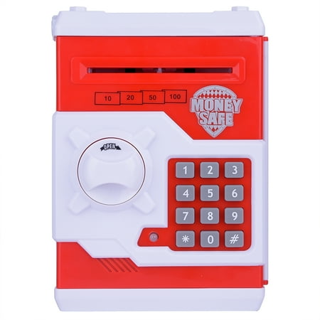Coin Operated Lock - Ymiko Practical Lock Money Box, Stain Resistant ABS Mini Safe Money Box, Red/Blue Mini Safe Money Box Coin Saving Electronic Bank Can For Children Kids Gift