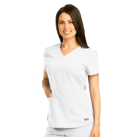 Grey's Anatomy 71166 Women's V-Neck Scrub Top White L