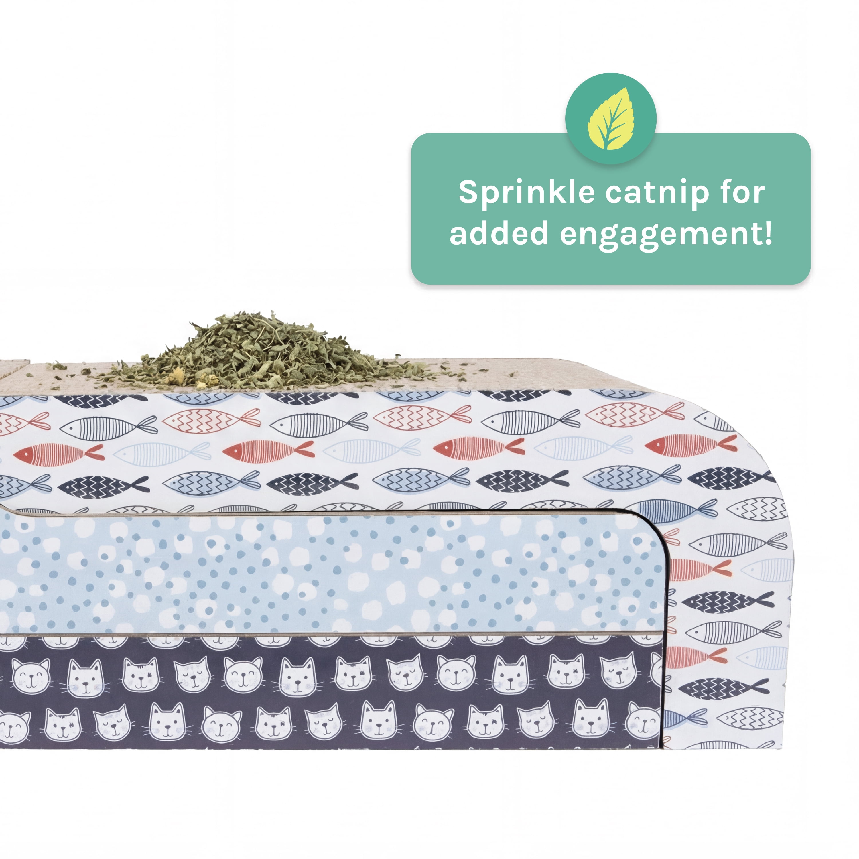 Kitty City Corrugated Cardboard Assorted Print Sloped 3-Pack Cat Scratching Pads, Multicolored, One Size
