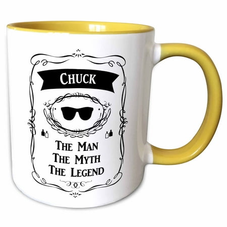 

3dRose Chuck - The Man The Myth The Legend - personal name personalized gift - Two Tone Yellow Mug 11-ounce