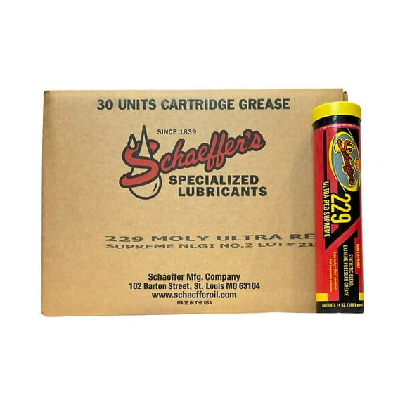 Schaeffer's 229 Ultra Red Supreme Grease, 14 oz Tube - Red (30 Pack)