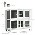 thumbnail image 3 of PawHut Wooden Rabbit Hutch, 2 Tier Bunny Cage with Wheels, Dark Grey, 3 of 10
