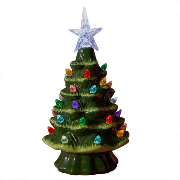 18.8cm Lighted Ceramic Christmas Tree Christmas Tabletop Decorations Christmas Lights